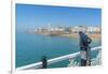 View of beach and telescope on a sunny day from Brighton Palace Pier, Brighton, East Sussex-Frank Fell-Framed Photographic Print