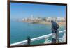 View of beach and telescope on a sunny day from Brighton Palace Pier, Brighton, East Sussex-Frank Fell-Framed Photographic Print