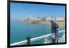 View of beach and telescope on a sunny day from Brighton Palace Pier, Brighton, East Sussex-Frank Fell-Framed Photographic Print