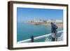 View of beach and telescope on a sunny day from Brighton Palace Pier, Brighton, East Sussex-Frank Fell-Framed Photographic Print