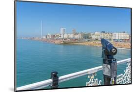 View of beach and telescope on a sunny day from Brighton Palace Pier, Brighton, East Sussex-Frank Fell-Mounted Photographic Print