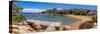 View of beach and whitewashed villas of Porto Rafael, Sardinia, Italy, Mediterranean, Europe-Frank Fell-Stretched Canvas