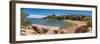 View of beach and whitewashed villas of Porto Rafael, Sardinia, Italy, Mediterranean, Europe-Frank Fell-Framed Photographic Print