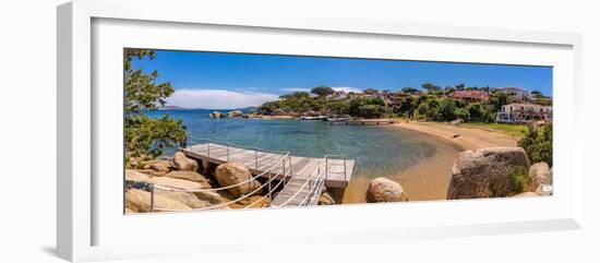 View of beach and whitewashed villas of Porto Rafael, Sardinia, Italy, Mediterranean, Europe-Frank Fell-Framed Photographic Print