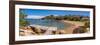 View of beach and whitewashed villas of Porto Rafael, Sardinia, Italy, Mediterranean, Europe-Frank Fell-Framed Photographic Print