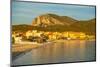 View of beach at sunset in Golfo Aranci, Sardinia, Italy, Mediterranean, Europe-Frank Fell-Mounted Photographic Print