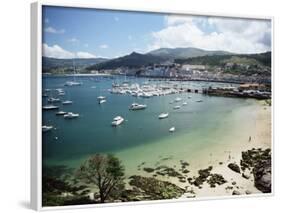 View of Beach, Harbour and Town, Bayona, Galicia, Spain-Duncan Maxwell-Framed Photographic Print