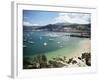 View of Beach, Harbour and Town, Bayona, Galicia, Spain-Duncan Maxwell-Framed Photographic Print