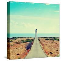 View of Beacon Far De Barbaria in Formentera, Balearic Islands, Spain, with a Retro Effect-nito-Stretched Canvas