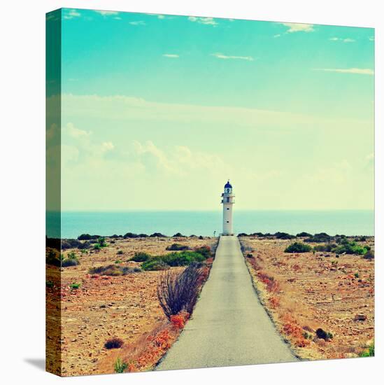 View of Beacon Far De Barbaria in Formentera, Balearic Islands, Spain, with a Retro Effect-nito-Stretched Canvas