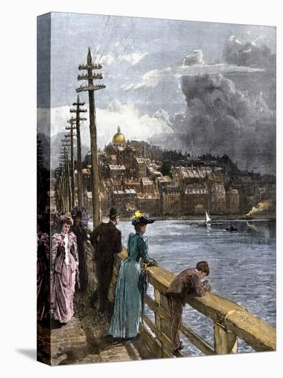 View of Beacon Hill From West Boston Bridge, 1890s-null-Stretched Canvas