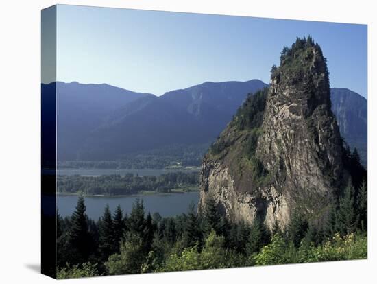 View of Beacon Rock on the Columbia River, Beacon Rock State Park, Washington, USA-Connie Ricca-Stretched Canvas