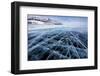 View of Beautiful Drawings on Ice from Cracks and Bubbles of Deep Gas on Surface of Baikal Lake in-Nickolay Vinokurov-Framed Photographic Print