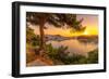 View of Belvedere Skiathos Old Port from elevated position at sunrise in Skiathos Town-Frank Fell-Framed Photographic Print