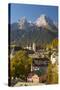 View of Berchtesgaden in Autumn with the Watzmann Mountain in the Background-Miles Ertman-Stretched Canvas