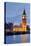 View of Big Ben and Houses of Parliament with Westminster Bridge at Thames River-null-Stretched Canvas