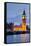 View of Big Ben and Houses of Parliament with Westminster Bridge at Thames River-null-Framed Stretched Canvas