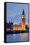 View of Big Ben and Houses of Parliament with Westminster Bridge at Thames River-null-Framed Stretched Canvas