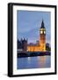 View of Big Ben and Houses of Parliament with Westminster Bridge at Thames River-null-Framed Photographic Print