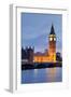 View of Big Ben and Houses of Parliament with Westminster Bridge at Thames River-null-Framed Photographic Print