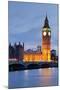 View of Big Ben and Houses of Parliament with Westminster Bridge at Thames River-null-Mounted Photographic Print