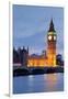 View of Big Ben and Houses of Parliament with Westminster Bridge at Thames River-null-Framed Photographic Print