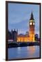 View of Big Ben and Houses of Parliament with Westminster Bridge at Thames River-null-Framed Photographic Print