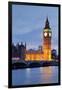 View of Big Ben and Houses of Parliament with Westminster Bridge at Thames River-null-Framed Photographic Print