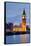 View of Big Ben and Houses of Parliament with Westminster Bridge at Thames River-null-Framed Stretched Canvas