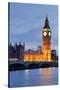 View of Big Ben and Houses of Parliament with Westminster Bridge at Thames River-null-Stretched Canvas