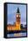 View of Big Ben and Houses of Parliament with Westminster Bridge at Thames River-null-Framed Stretched Canvas