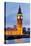 View of Big Ben and Houses of Parliament with Westminster Bridge at Thames River-null-Stretched Canvas