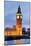 View of Big Ben and Houses of Parliament with Westminster Bridge at Thames River-null-Mounted Photographic Print