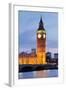 View of Big Ben and Houses of Parliament with Westminster Bridge at Thames River-null-Framed Photographic Print