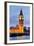 View of Big Ben and Houses of Parliament with Westminster Bridge at Thames River-null-Framed Photographic Print