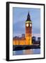 View of Big Ben and Houses of Parliament with Westminster Bridge at Thames River-null-Framed Photographic Print