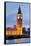 View of Big Ben and Houses of Parliament with Westminster Bridge at Thames River-null-Framed Stretched Canvas