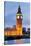 View of Big Ben and Houses of Parliament with Westminster Bridge at Thames River-null-Stretched Canvas