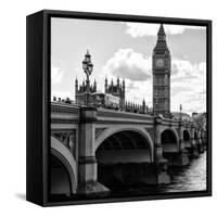 View of Big Ben from across the Westminster Bridge - Thames River - City of London - UK - England-Philippe Hugonnard-Framed Stretched Canvas