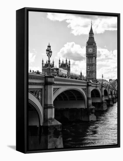 View of Big Ben from across the Westminster Bridge - Thames River - City of London - UK - England-Philippe Hugonnard-Framed Stretched Canvas