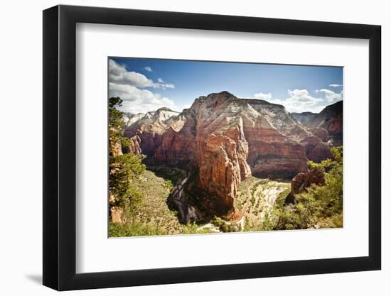 View of Big Bend, Observation Point, and the Virgin River in Zion National Park, Utah-Carlo Acenas-Framed Photographic Print