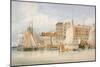 View of Billingsgate Wharf and Market with Vessels and People, City of London, 1824-James Lambert-Mounted Giclee Print