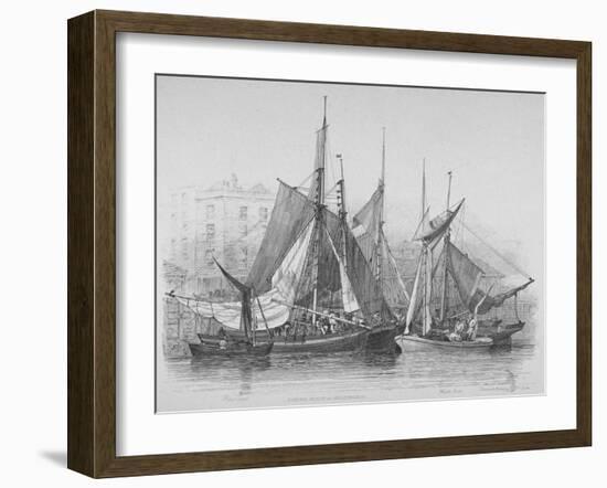 View of Billingsgate Wharf with Oyster Boats, City of London, 1830-Edward William Cooke-Framed Giclee Print
