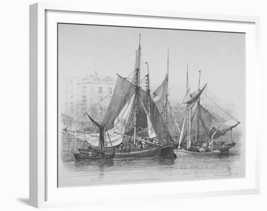 View of Billingsgate Wharf with Oyster Boats, City of London, 1830-Edward William Cooke-Framed Giclee Print