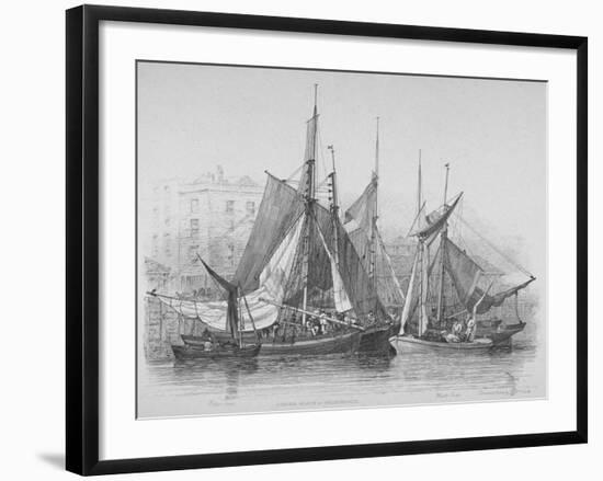 View of Billingsgate Wharf with Oyster Boats, City of London, 1830-Edward William Cooke-Framed Giclee Print