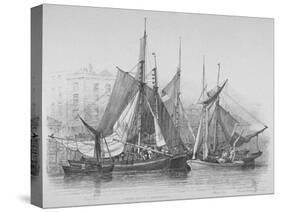 View of Billingsgate Wharf with Oyster Boats, City of London, 1830-Edward William Cooke-Stretched Canvas