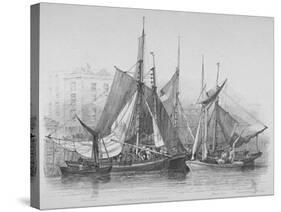 View of Billingsgate Wharf with Oyster Boats, City of London, 1830-Edward William Cooke-Stretched Canvas