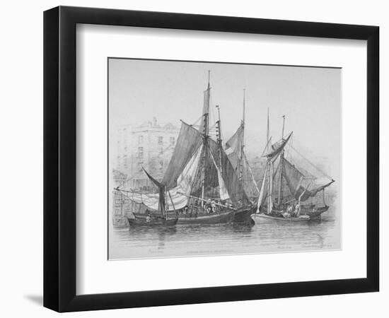 View of Billingsgate Wharf with Oyster Boats, City of London, 1830-Edward William Cooke-Framed Premium Giclee Print