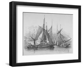 View of Billingsgate Wharf with Oyster Boats, City of London, 1830-Edward William Cooke-Framed Premium Giclee Print