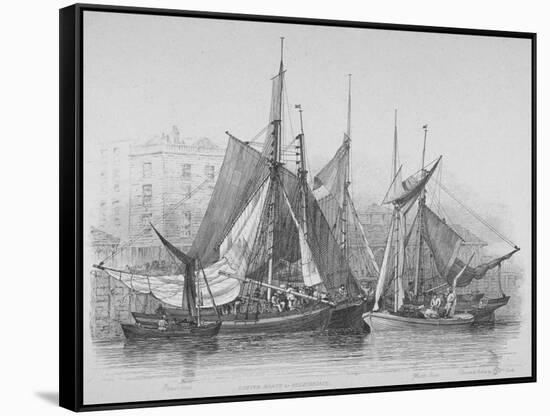 View of Billingsgate Wharf with Oyster Boats, City of London, 1830-Edward William Cooke-Framed Stretched Canvas